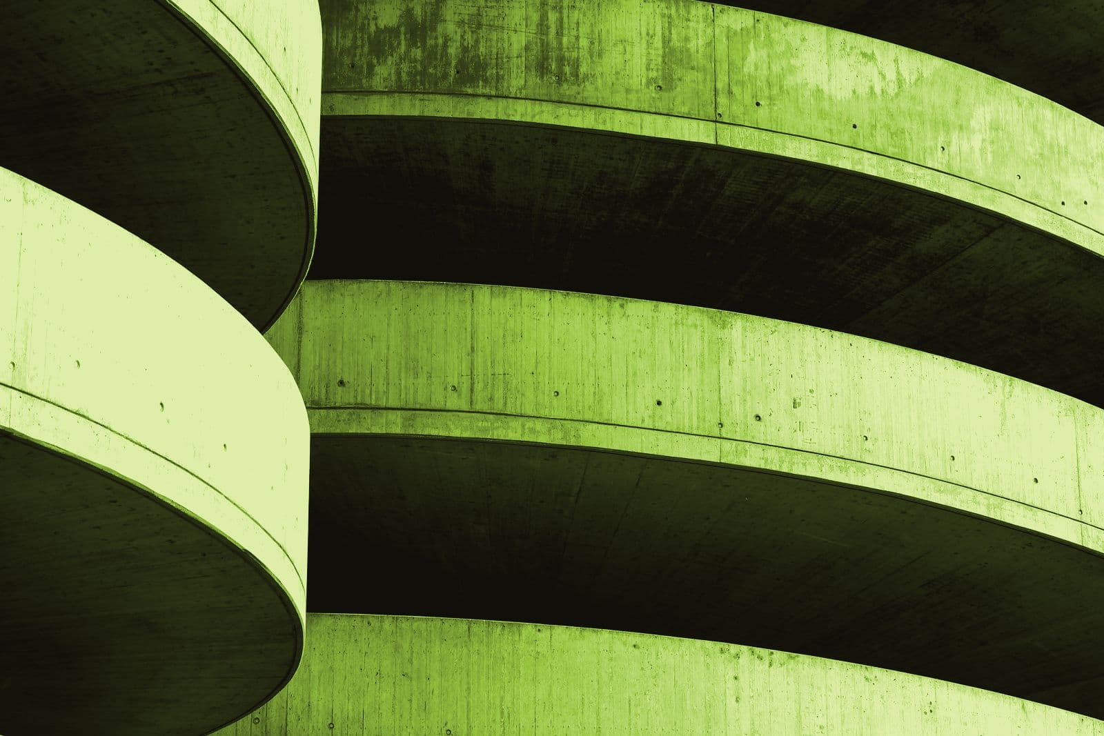 A sweeping curved concrete facade